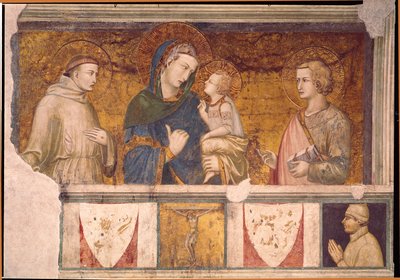 Jungfrau und Kind mit St. Franziskus und St. Johannes dem Evangelisten von Pietro Lorenzetti